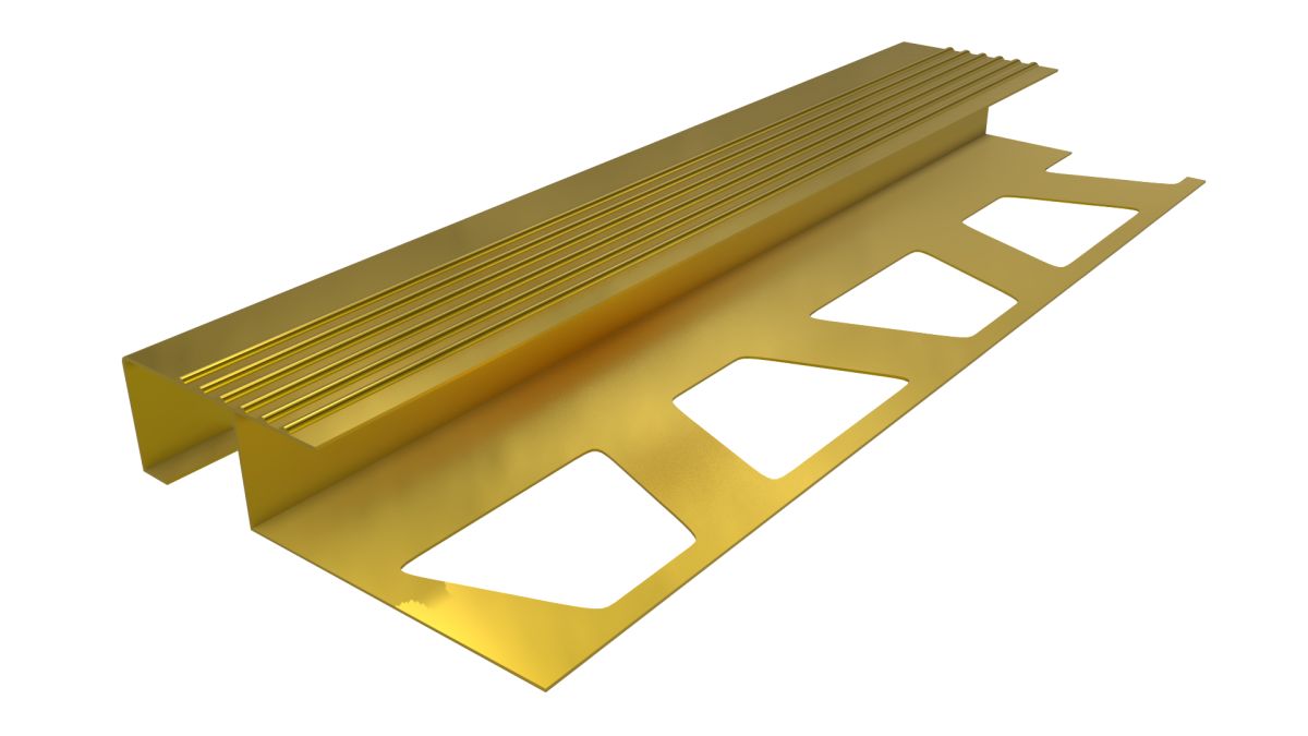 Altın Çift Taraflı Merdiven Basamak Profili Aluminyum