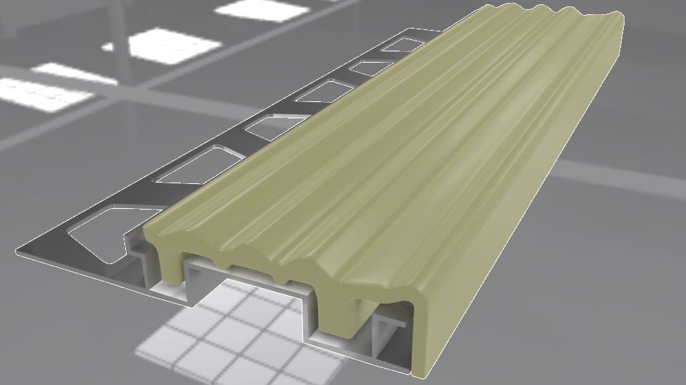 Bej Lastikli Merdiven Basamak Profili ALM+PVC